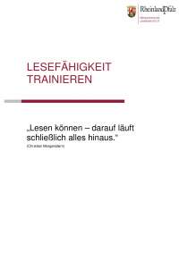 Die Lesefähigkeit trainieren