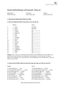 Deutsch DaF/DaZ Übungen und Grammatik – Niveau A1 mit Lösungen