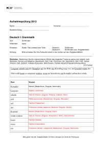 Aufnahmeprüfung - Deutsch I: Grammatik