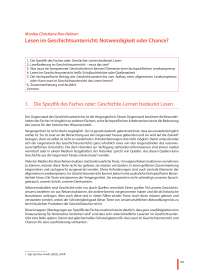 Lesen im Geschichtsunterricht: Notwendigkeit oder Chance?