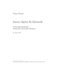 Vorlesungsmanuskript zur Lineare Algebra für Informatik | TU München