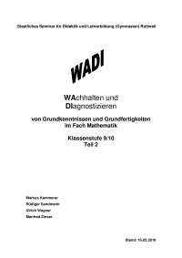Wachhalten und Diagnostizieren - Mathematikdidaktik