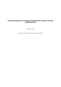 Physikalische Chemie II (Kinetik, Elektrochemie)-Formelsammlung