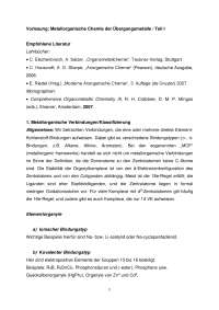 Metallorganische Chemie der Übergangsmetalle/Teil I-Prof. Böttcher