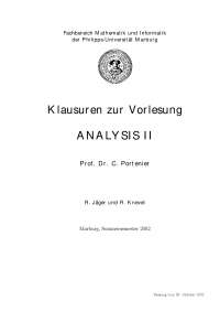 Analysis II - Klausuren SS 2002