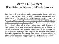 Brief history of international trade and theories