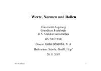 Werte, Normen und Rollen