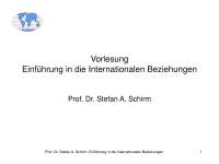 Einführung in die Internationalen Beziehungen: Vorlesungsskripte von Prof. Dr. Schirm