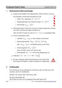 Grundwissen Physik 8. Klasse - Mechanische Arbeit und Energie