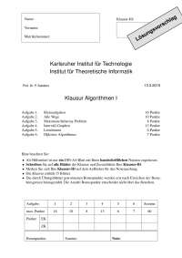 Klausur zu Algorithmen I mit Lösungsvorschlag | Karlsruher Institut für Technologie