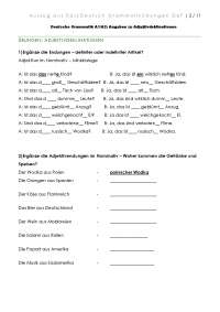 Deutsche Grammatik A1/A2: Aufgaben zu Adjektivdeklinationen