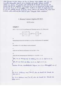 Lineare Algebra I: Klausur mit Lösungen | RWTH Aachen