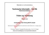Vorlesungsfolien Technische Informatik: Teil RA - Rechnerarchitektur