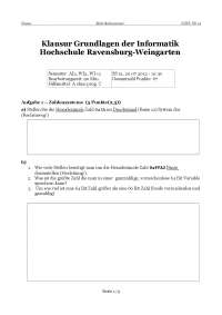 Klausur Grundlagen der Informatik | Hochschule Ravensburg