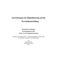 Auswirkungen der Digitalisierung auf die Personalentwicklung - Medienpädagogik