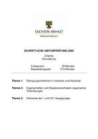 Schriftliche Abiturprüfung Chemie (Grundkurs) 2005 ST