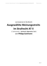Ausgewählte Meinungsstreits im Strafrecht AT II