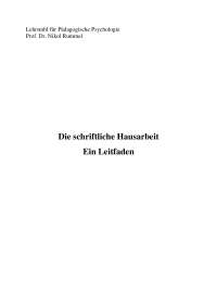 Die schriftliche Hausarbeit - Ein Leitfaden / Pädagogische Psychologie