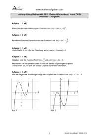 Abiturprüfung Mathematik 2012 BW + Lösungen