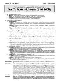 SR:Der Tatbestandsirrtum (§ 16 StGB)-Arbeitsblatt Prof. Heinrich WS 18
