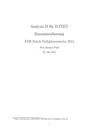 Analysis II für D-ITET FS 2014 Prof. Pink ETH Zürich