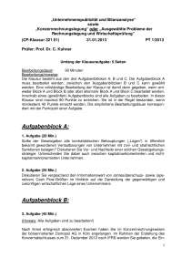 Unternehmenspublizität und Bilanzanalyse: Klausuraufgaben