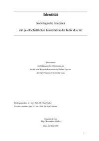 Identität-Soziologische Analysen zur gesellschaftlichen Konstitution der Individualität