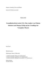 Gesundheitsreform in den USA: Eine Analyse von Clintons Scheitern und Obamas Erfolg auf der Grundlage der Vetospieler-Theorie