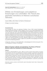 Effekte von Einstellungen und subjektiven Erwartungen von Lehrkräften