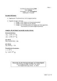 Schriftliche Abiturprüfung Fach Chemie 2005