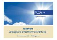 Tutorium Strategische Unternehmensführung I