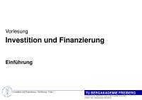 Investition und Finanzierung | TU Bergakademie Freiberg