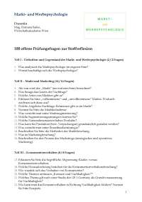 Stoffreflexion Prüfungsfragen- Markt- und Werbepsychologie/ Doz: Mag. Romana Sailer