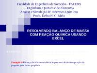Resolução no Solver de balanço de massa