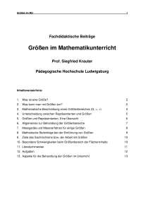 Größen im Mathematikunterricht | Pädagogische Hochschule Ludwigsburg