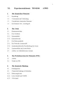 Einführung zu Experimentalchemie