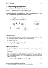 Messbereichserweiterung 2 bei einem Drehspulinstrument (Aufgaben Elektrische Messtechnik)
