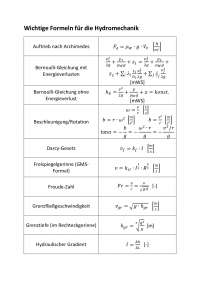 Wichtige Formeln für die Hydromechanik