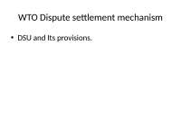 Noes on Dispute settlement