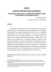 CONSCIÊNCIA FONOLÓGICA E CONSCIÊNCIA FONÊMICA COMO PREDITORES DA LINGUAGEM ESCRITA