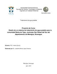 Propuesta de diseño de una Planta de Tratamiento de Agua Potable