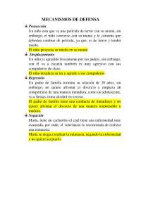 Mecanismos de Defensa: Proyección, Desplazamiento, Regresión y Negación