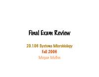 Systems Microbiology Final Exam Review