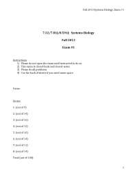 Systems Biology Midterm Exam 1 | Fall 2013 MIT