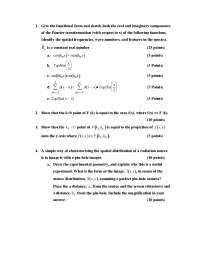 Principles of Medical Imaging Exam 1: Five Problems