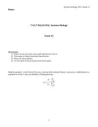 Systems Biology Exam 2 2012
