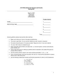 Microelectronic Devices and Circuits Final Exam | Spring 2007 MIT