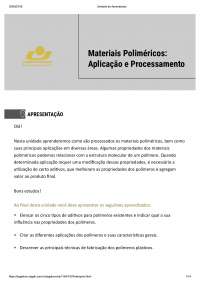 Unidade de Aprendizado 5 (POLIMÉRICOS aplicações e processamento Ferramenta )