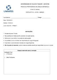 Prova de Proficiência em Espanhol UNIVATES - Modelo 1