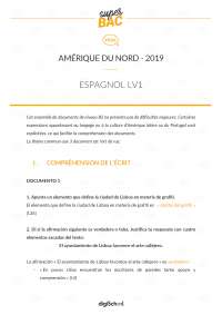 Correction Bac Espagnol Amérique du Nord 2019